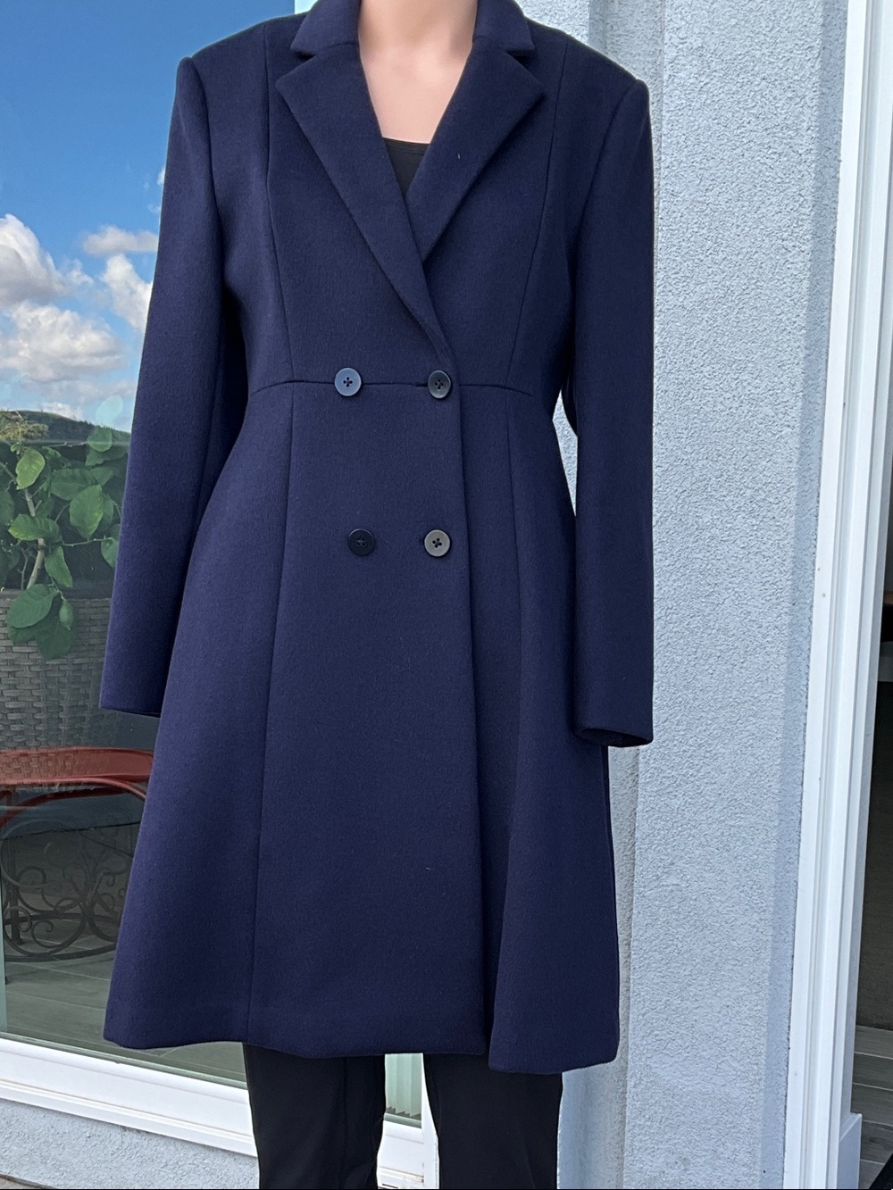 Classic Navy Double-Breasted Women's Dress Coat